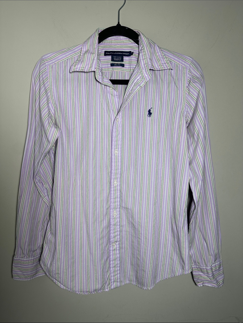 Polo by Ralph Lauren Sport slim fit Lavender and Green Striped Button-Down Shirt